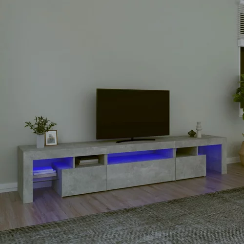 TV ormarić s LED svjetlima siva boja betona 215x36,5x40 cm