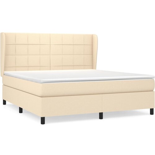 vidaXL Box spring postelja z vzmetnico krem 180x200 cm blago, (20895126) Cene