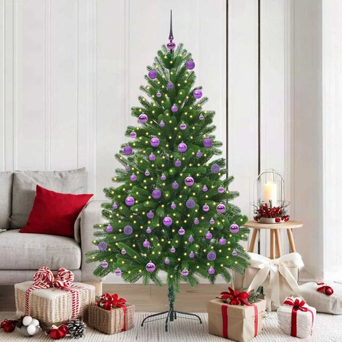 vidaXL Božično drevo med 300 LED z stojalom Zelena 180 cm PE Cene