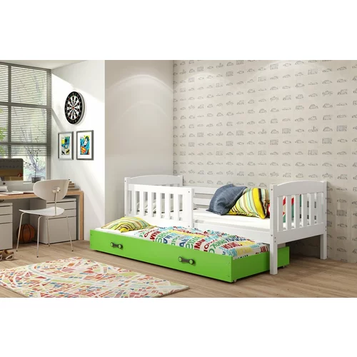 BMS Group Otroška postelja Kubus z dodatnim ležiščem - 80x190 cm - bela/zelena