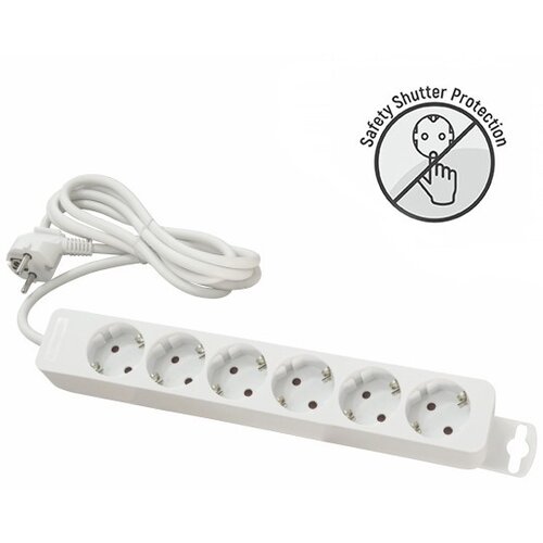Mitea_Electric Priključnica bela 16A 250V 3680W 3x1.5mm2 prenosna nerastavna &scaron;estostruka (produžni kabl) ME-PR6-3M DZ Cene