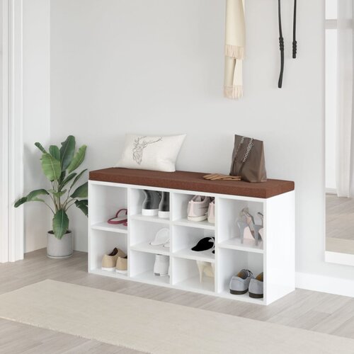VidaXL Klupa za cipele sjajna bijela 103x30x48 cm konstruirano drvo Slike