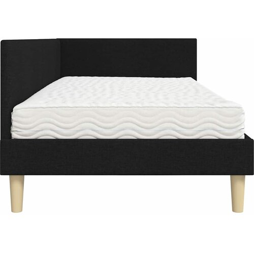  Kutni krevetni okvir s madracem 2 kom. Crna 90 x 200 cm tkanina Slike