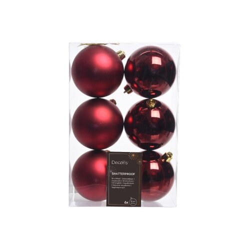 Dekordom novogodišnja dekoracija - hanging bauble set mix 6pcs 8cm 022053 - oxblood - kmg ( 043292 ) Cene