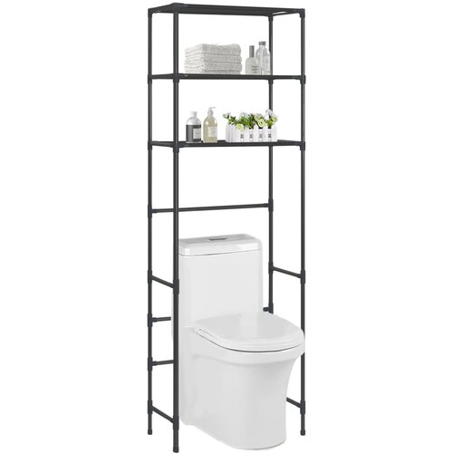 vidaXL Stalak iznad toaletne školjke s 3 police crni 53 x 28 x 169 cm Cijene