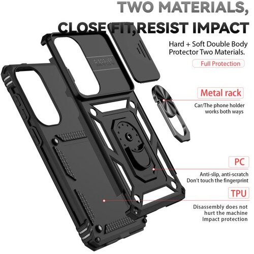 SUNSKY Hybrid Armor ovitek za Samsung S26 Plus, Črn Slike