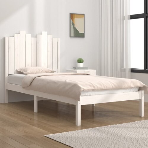  The Living Store Posteljni okvir bel iz trdne borovine 75x190 cm - Posteljni Okvir, (21523750) Slike