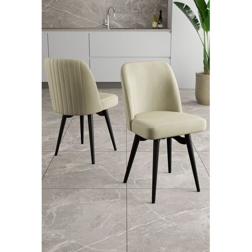 Hanah home set trpezarijskih stolica Jiva 2 kom, krem tkanina Babyface, crne metalne noge Cene