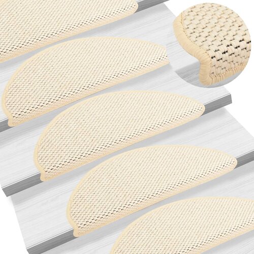 VidaXL Samolepilne preproge za stopnice sisal 15 kosov 65x25 cm krem Slike