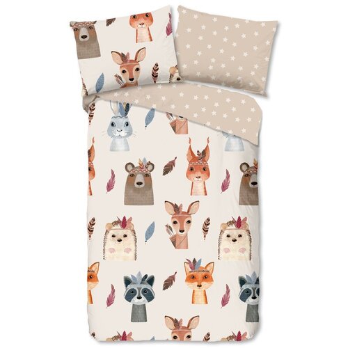 Good Morning Smeđa/bež pamučna dječja posteljina za krevet za jednu osobu 140x200 cm Rave – Cijene