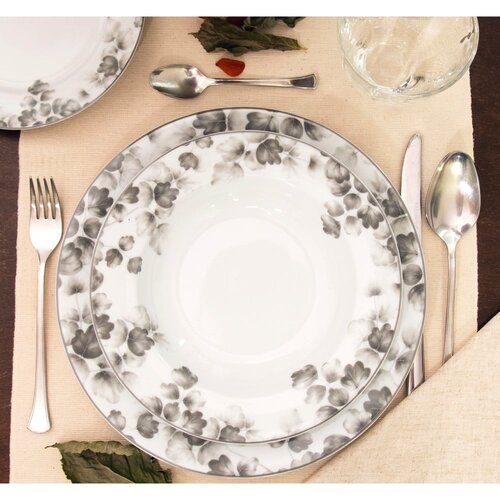 Villa Altachiara Beli/svetlo sivi desertni porcelanasti krožniki v kompletu 6 ks &amp;oslash; 19 cm Foliage gray &amp;ndash; Slike