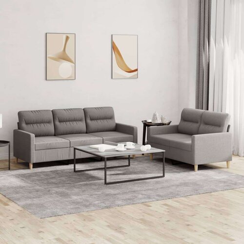  2-dijelni set sofa s jastucima smeđesivi od tkanine Cijene