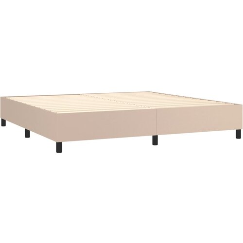 Okvir za krevet s oprugom boja cappuccina 200x200 cm od umjetne kože Slike