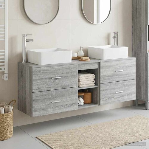  Set ormarića za kupaonicu 3 kom. Siva Sonoma 53 x 34,5 x 63 cm Cene