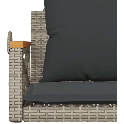 VidaXL Klupa za ljuljanje s jastucima siva 63x62x40 cm od poliratana Slike