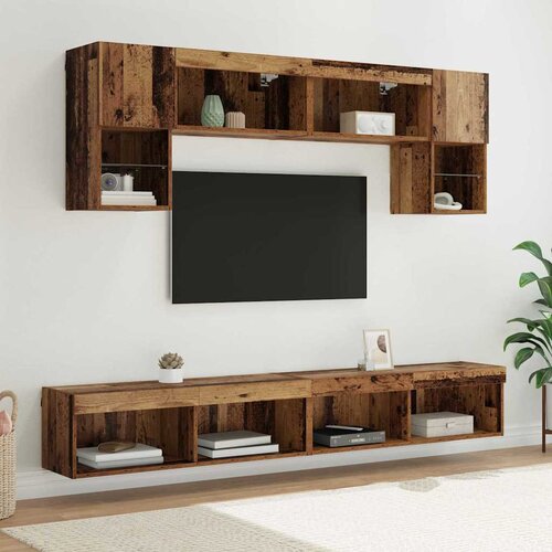  TV zidne jedinice s LED-om 6 kom. Staro drvo Konstruirano drvo Slike