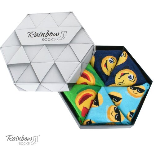 ZOOKSY/RAINBOW SOCKS Rainbow Socks Emoticons Brainy Smiley Lover 3 Pairs Cene