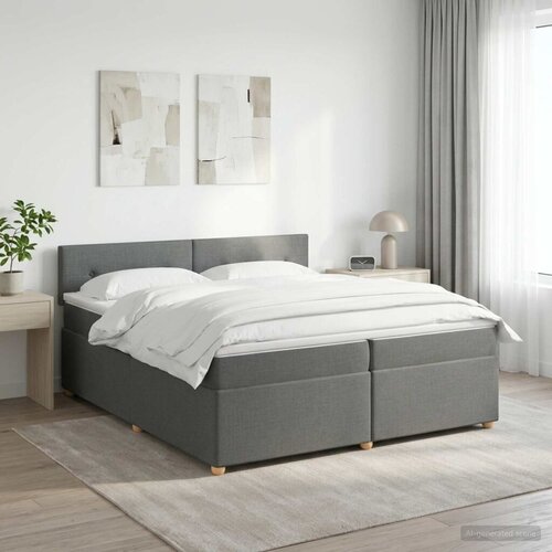  Boxspring krevet s madracem Tamnosiva 200 x 200 cm Tkanina - Tamnosiva 200 x 200 cm Pro&scaron;iveno gumbima Cijene