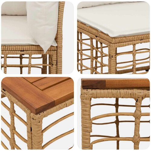  Set vanjskih sofa 10 pcs Prirodna i krema bijela Poliester - Prirodna i kremasto bijela sa stolom Slike