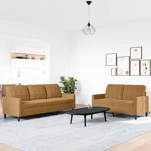 2-dijelni set sofa s jastucima smeđi bar&scaron;unasti Cijene