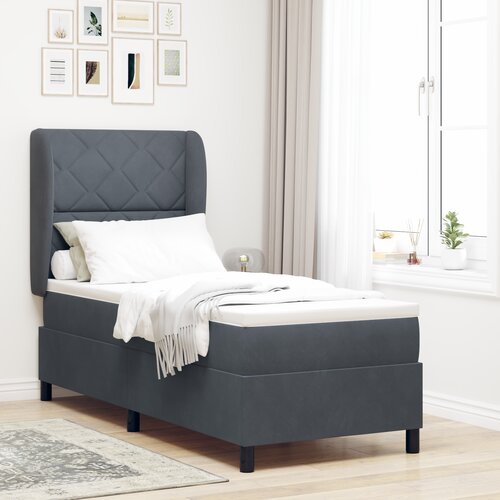 VidaXL Box Spring postelja z vzmetnico temno siva 80x200 cm žamet Slike