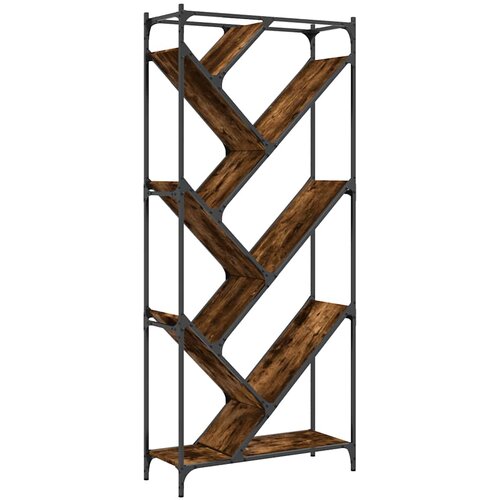  Regal za knjige smeđa boja hrasta 79x30x180 cm od drva i metala Slike
