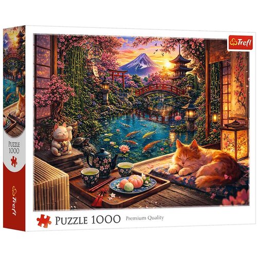 Trefl Mačka u sakura vrtu puzzle od 1000 dijelova - Slike