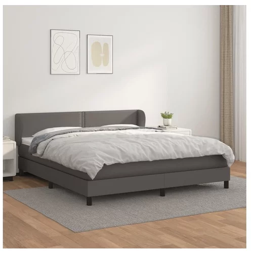 vidaXL Box spring postelja z vzmetnico siv 160x200 cm umetno