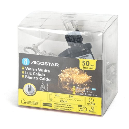 Aigostar led spolja&amp;scaron;nji svetleći lanac 50xLED/8 funkcija 8m IP44 topla bela Slike
