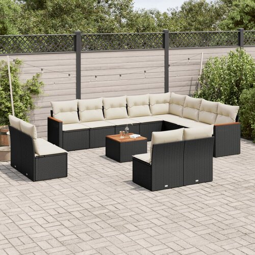  13-dijelni set vrtnih sofa s jastucima poliratan crni Cijene
