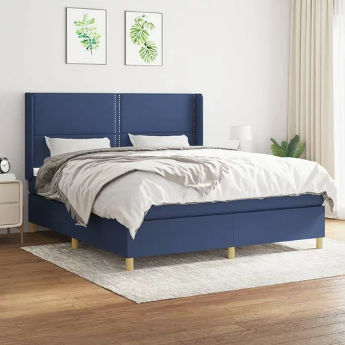  Box spring postelja z vzmetnico modra 160x200 cm blago, (20892979)