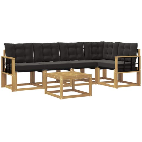vidaXL Zunanja garnitura za sedenje z blazino 6 pcs Bela in črna, (5000271215) Cene