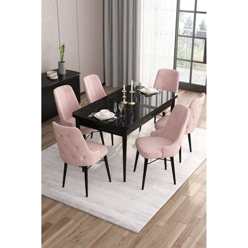 Hanah home Set Trpezarijski sto i 6 stolica Are, Roza-crna Cene