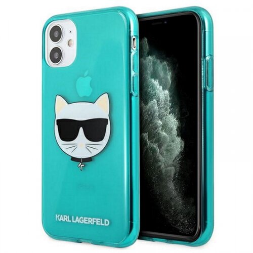 Karl Lagerfeld Originalen ovitek KLHCP13MCHTRB za iPhone 13 6.1 turkizna silikonska za&amp;scaron;čita - Choupetts head Slike