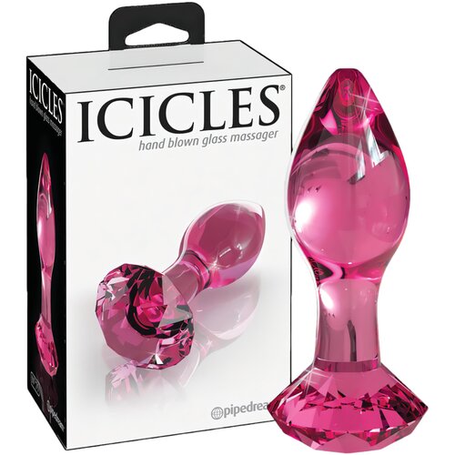 Icicles br. 79 - stožasti stakleni analni dildo (roza) Cijene