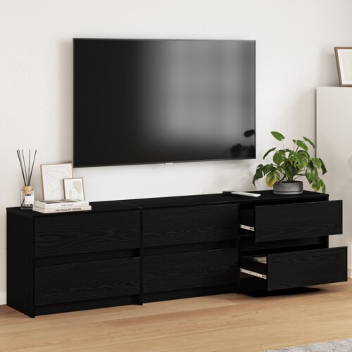 vidaXL TV ormar S LED lampica s ladicama s pohranom Crna 182 x 34 x 50 cm Konstruirano drvo Cijene