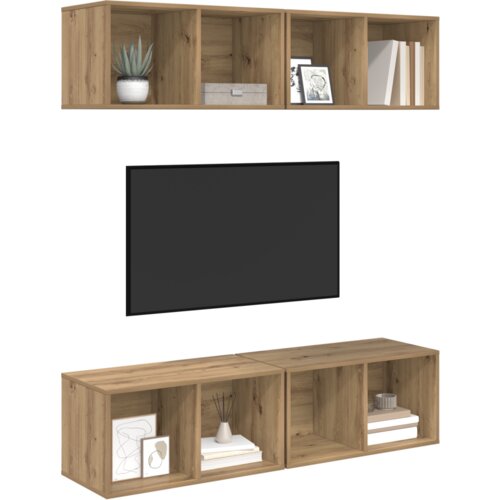 vidaXL TV Kabinet za Zid s policom 4 pcs hrast artisan 37 x 37 x 72 cm Cijene