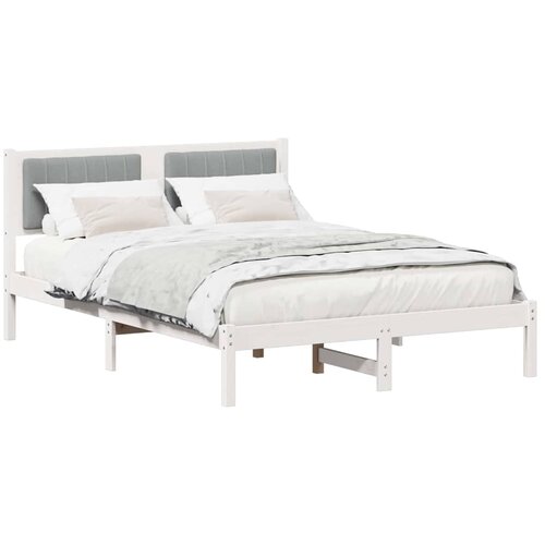  Krevetni okvir s tapiciranim uzglavljem Svijetlo siva Bijela 140 x 190 cm Slike
