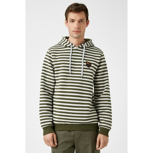 Koton Striped Sweatshirt Hooded Embroidered Slike