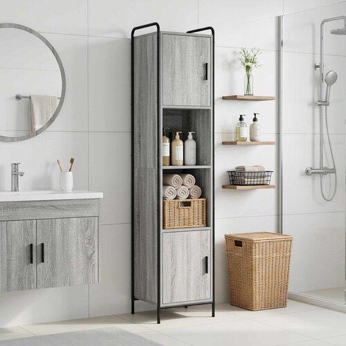  Kupaonski ormar Siva Sonoma 46 x 36 x 181 cm Konstruirano drvo Slike