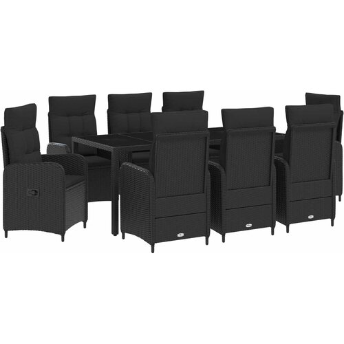 Vanjski set za objedovanje 9 pcs Crna 190 x 90 x 75 cm Slike