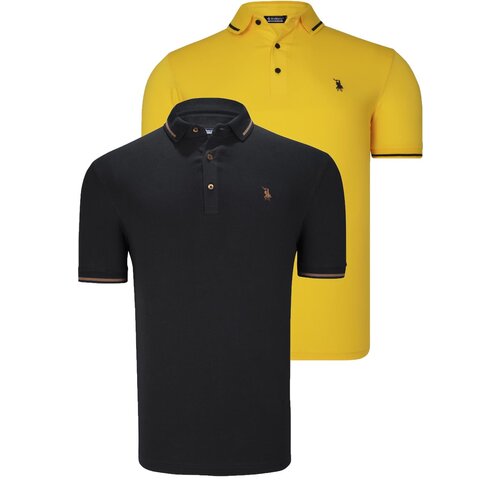 Dewberry DOUBLE SET T8586 MEN&amp;#039;S T-SHIRT-BLACK-YELLOW Slike