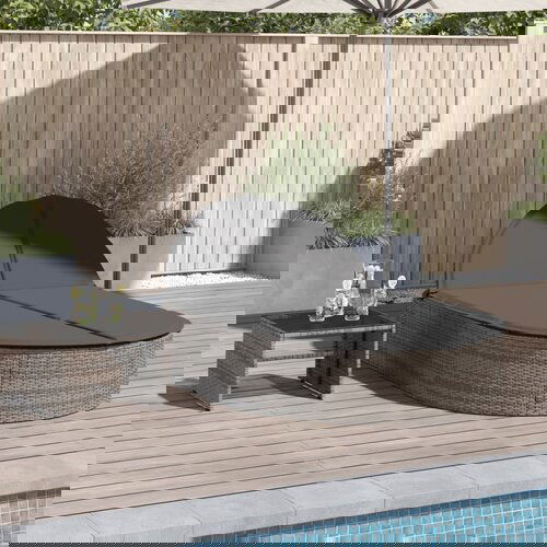 vidaXL dvojni ležalnik z blazinami siv poli ratan Cene