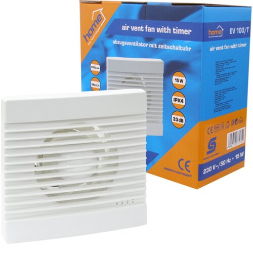 Home Aspirator ugradbeni za ventilaciju sa timerom, 158x158mm - EV 100/T, Bijeli Cijene