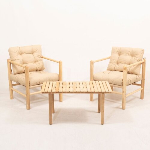 Hanah home MYG02 - Cream Cream Garden Table & Chairs Set (3 Pieces) Cene