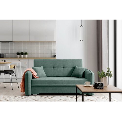 ELTAP Zelena sklopiva/s prostorom za odlaganje sofa od &amp;scaron;enila 155 cm Laine &amp;ndash; Slike