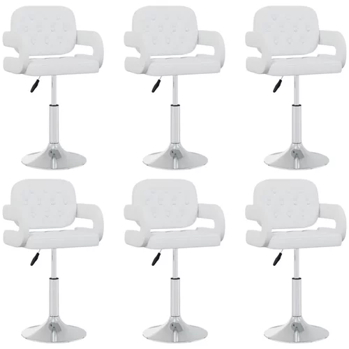  Okretne blagovaonske stolice od umjetne kože 6 kom bijele