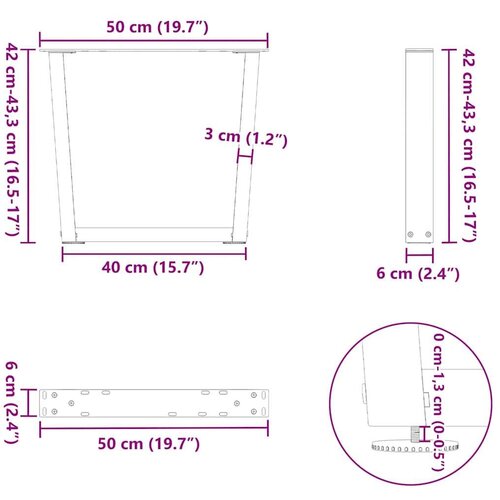  Noge blagovaonskog stola V-oblika 2 kom antracit 50x(42-43 3)cm Slike
