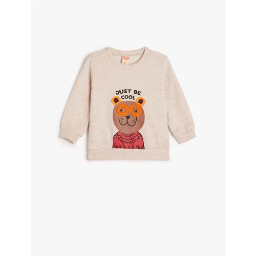 Koton Sweatshirt Bear Printed Long Sleeve Crew Neck