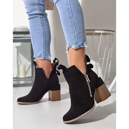 Resti Black women's boots on a square post Darera - Footwear Cene